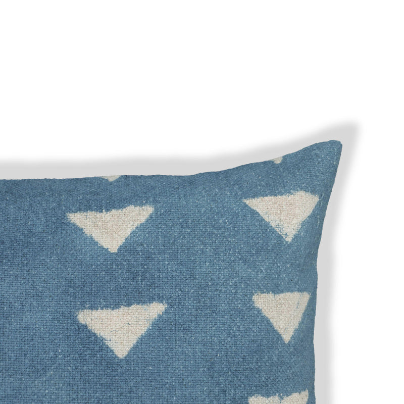 Indigo Triangles 20" Cotton Square Throw Pillow Cover - Pillow Cover Only