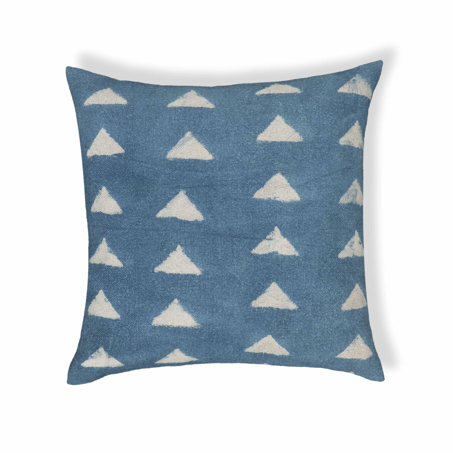 Indigo Triangles Cotton 20 inch Square Accent Pillow