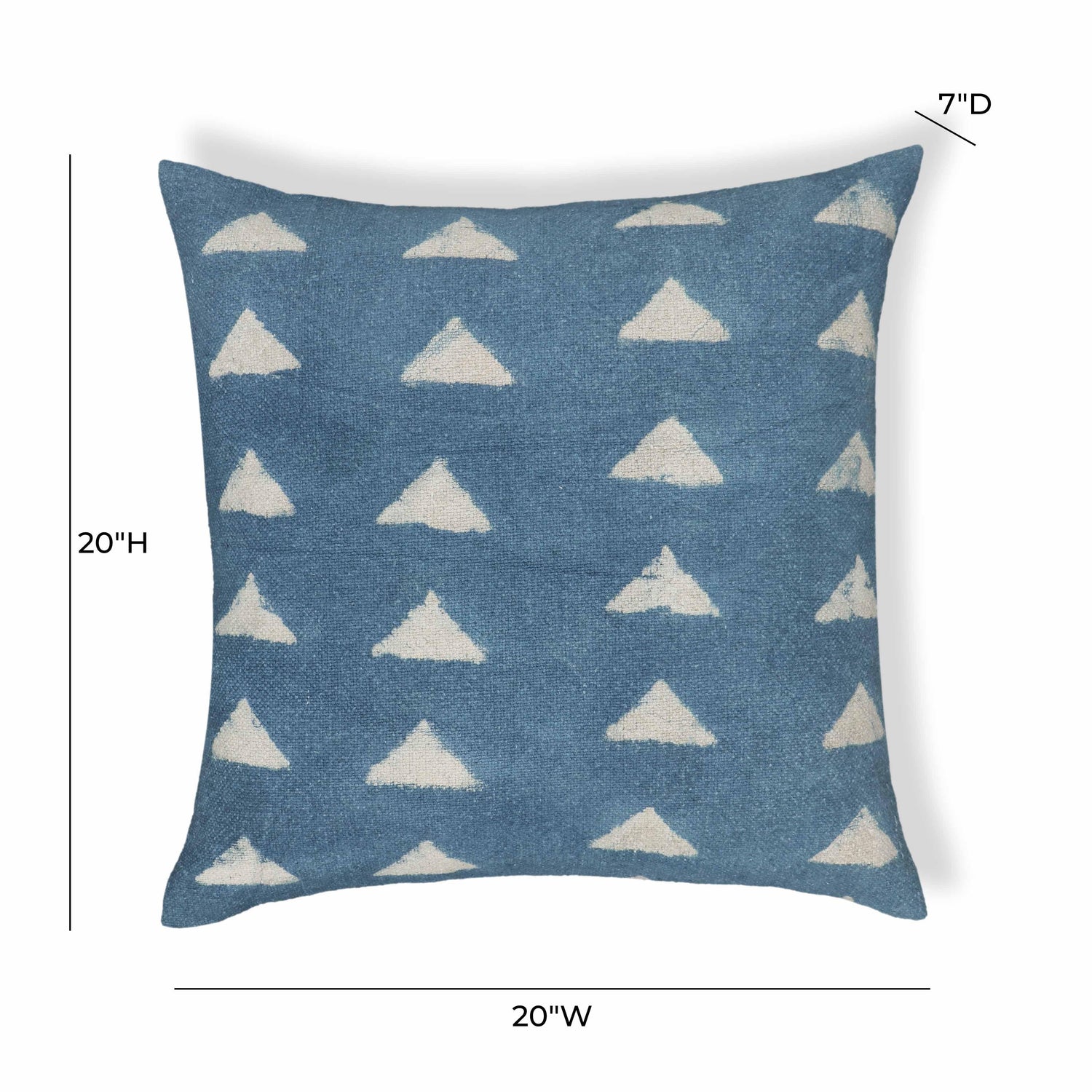 Indigo Triangles Cotton 20 inch Square Accent Pillow