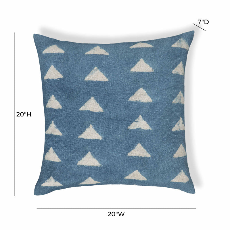 Indigo Triangles Cotton 20 inch Square Accent Pillow