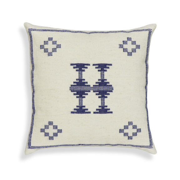 Aztec Cream & Indigo Wool 20 inch Square Accent Cushion