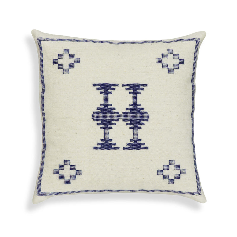 Aztec Cream & Indigo Wool 20 inch Square Accent Cushion