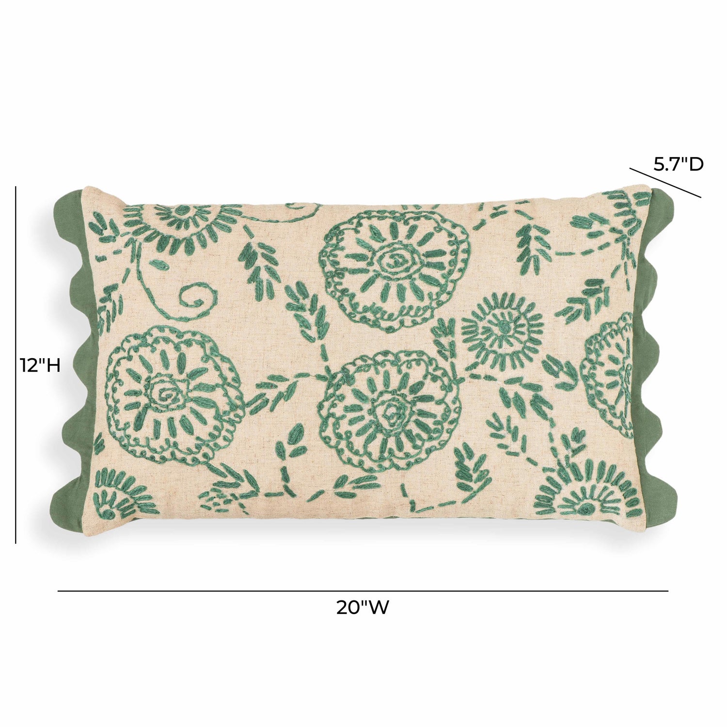 Portia Aqua Embroidered Cotton Flex 20 x 12 inch Accent Cushion