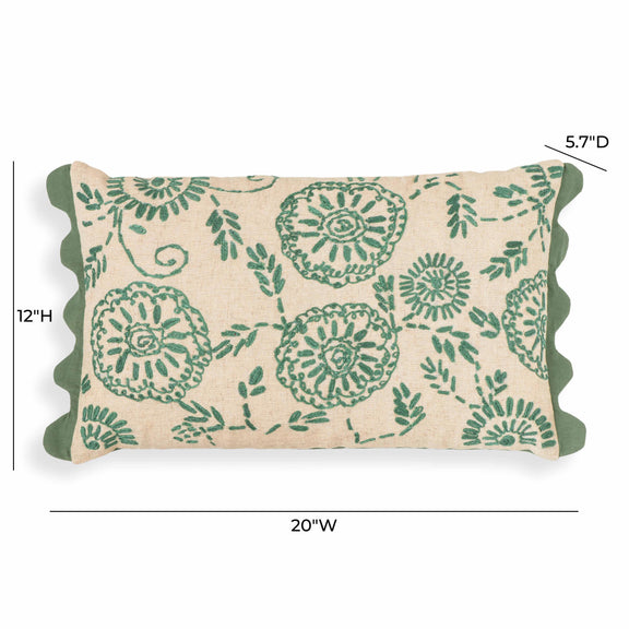 Portia Aqua Embroidered Cotton Flex 20 x 12 inch Accent Cushion