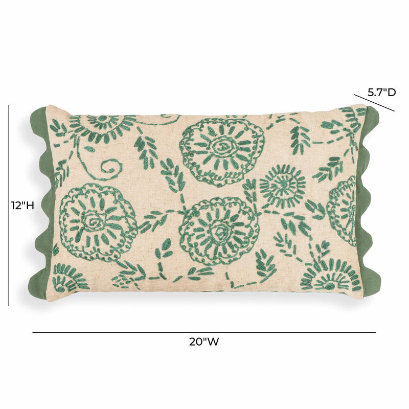 Portia Aqua Embroidered Cotton Flex 20 x 12 inch Accent Cushion