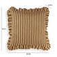 Alessia Taupe Striped Ruffle 20 inch Square Accent Pillow