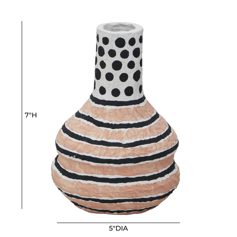 Cotton Mache Vase in Modernist Print