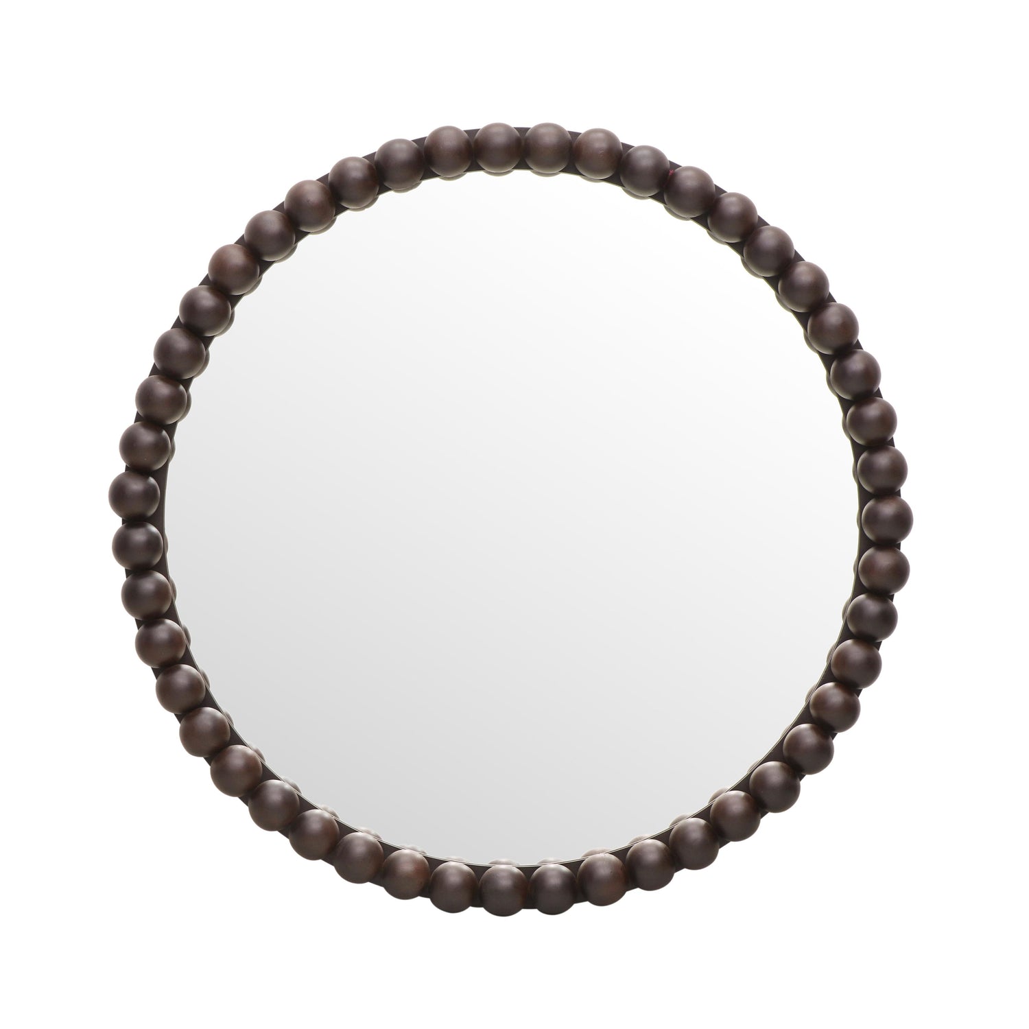 Baria Walnut Finish Round Wall Mirror