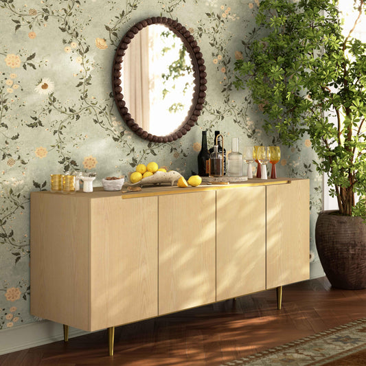Baria Walnut Finish Round Wall Mirror