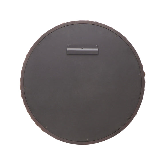 Baria Walnut Finish Round Wall Mirror