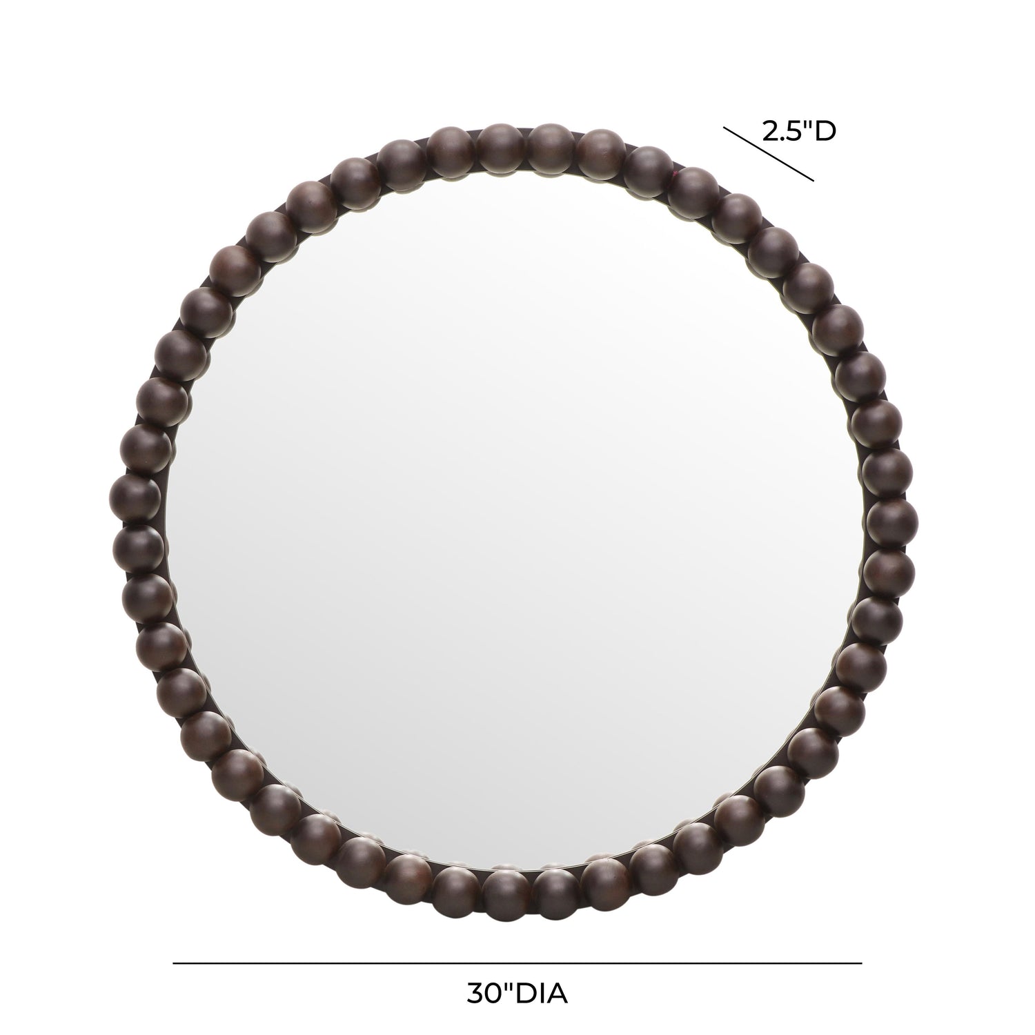 Baria Walnut Finish Round Wall Mirror