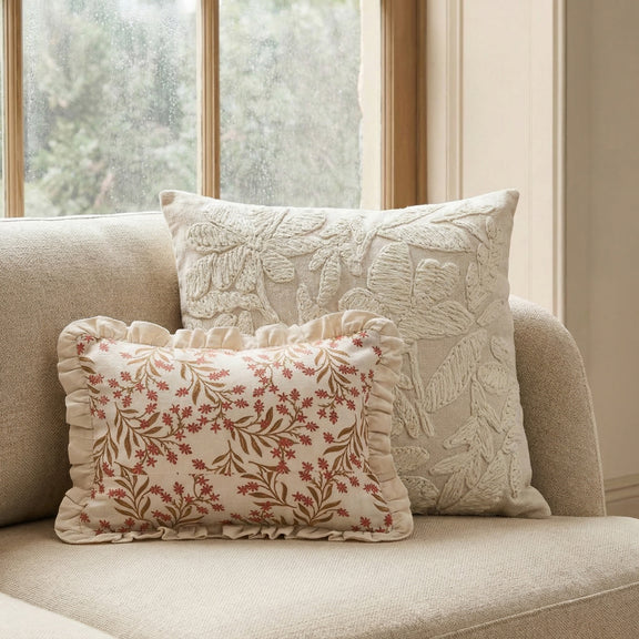 Tabitha 20" Square Embroidered Throw Pillow - With Insert