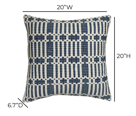 Maresh 20" Square Woven Throw Pillow - Ocean / With Insert