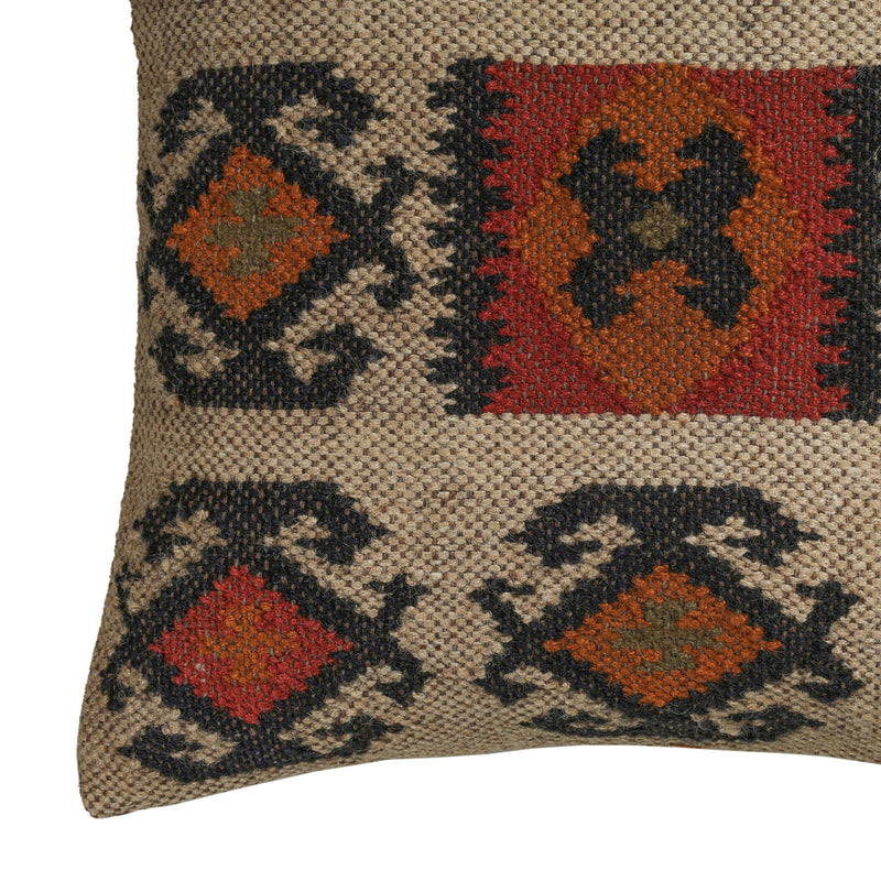 Terra 20"  Square Wool and Jute Kilim Throw Pillow - Clay / Pillow Cover Only