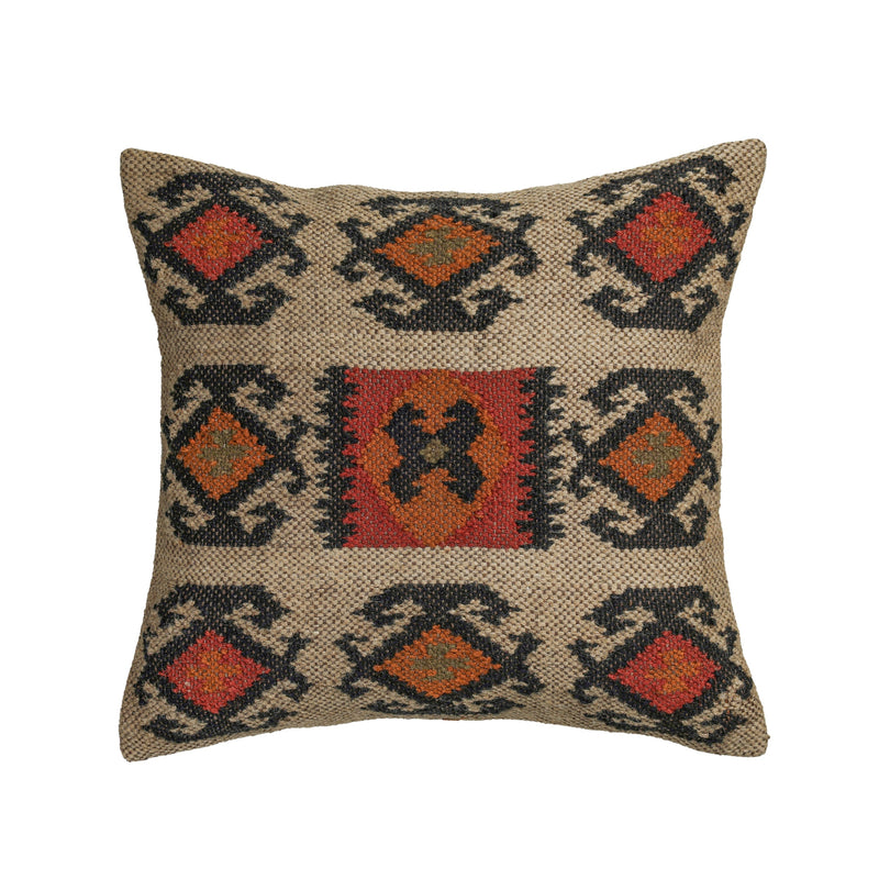 Terra 20"  Square Wool and Jute Kilim Throw Pillow - Clay / With Insert