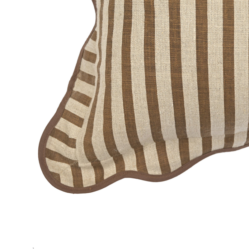 Striped 20" Linen Throw Pillow - Earthy Brown / With Insert