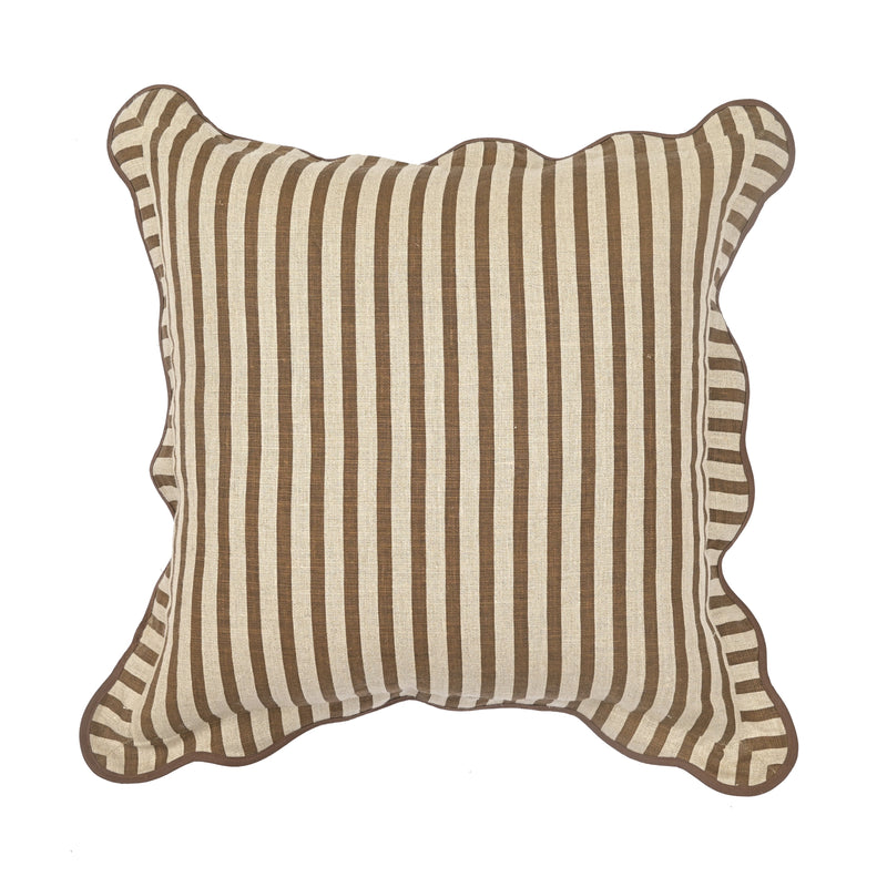 Striped 20" Linen Throw Pillow - Earthy Brown / Pillow Cover Only