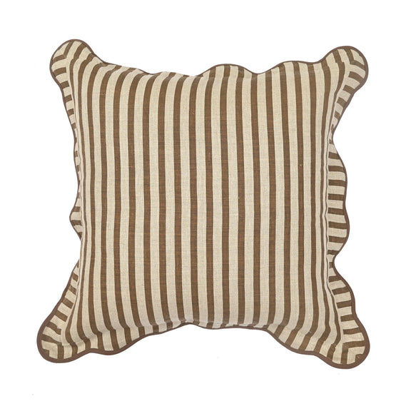 Striped 20" Linen Throw Pillow - Earthy Brown / With Insert