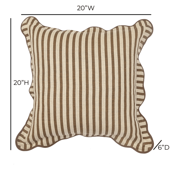Striped 20" Linen Throw Pillow - Earthy Brown / With Insert