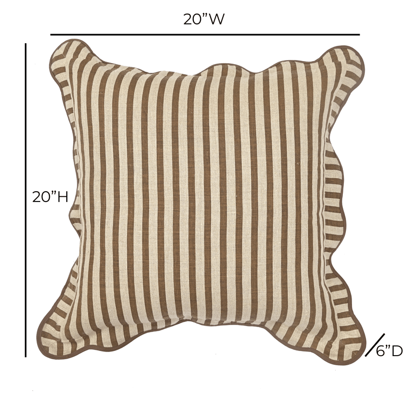 Striped 20" Linen Throw Pillow - Earthy Brown / With Insert