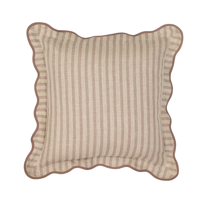 Striped 20" Linen Throw Pillow - Rose Taupe / Pillow Cover Only