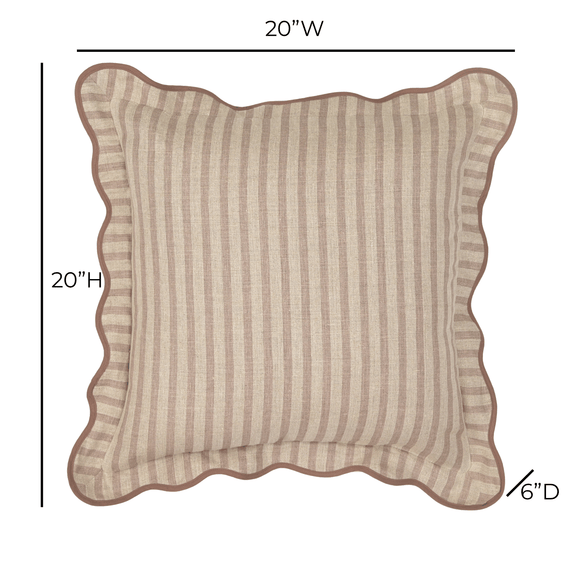 Striped 20" Linen Throw Pillow - Rose Taupe / With Insert