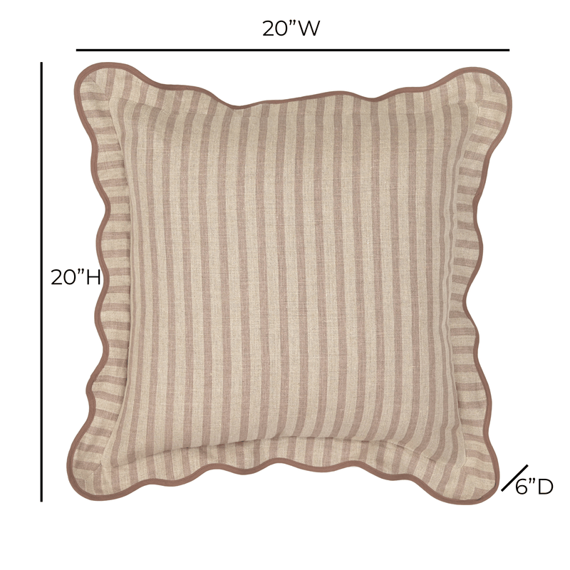 Striped 20" Linen Throw Pillow - Rose Taupe / With Insert