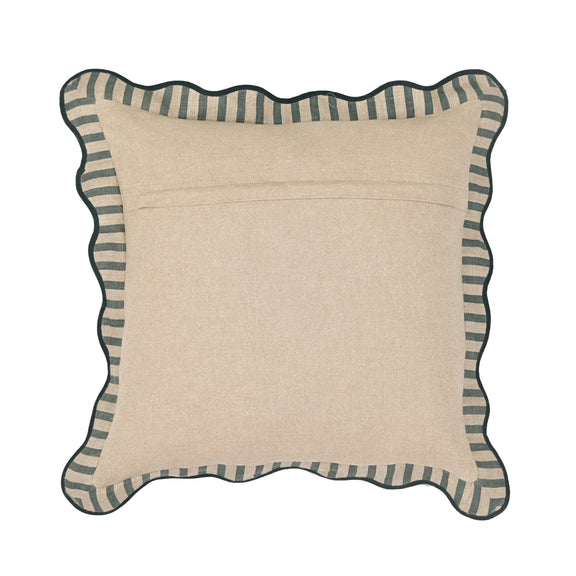 Striped 20" Linen Throw Pillow - Green / Pillow Cover Only
