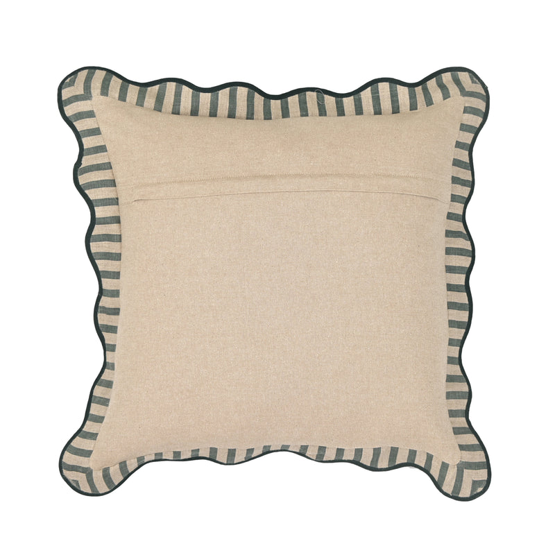 Striped 20" Linen Throw Pillow - Green / Pillow Cover Only