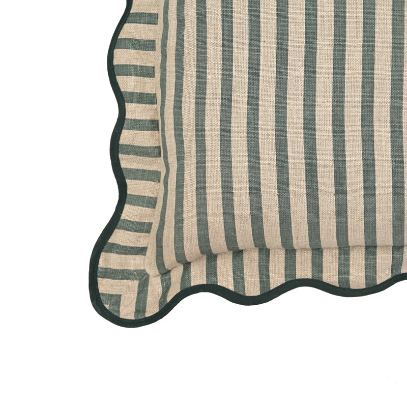 Striped 20" Linen Throw Pillow - Green / With Insert