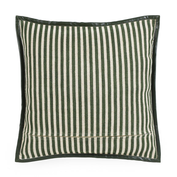 Kora 20" Cotton Jute Contract-Grade Throw Pillow - Green Stripes / With Insert