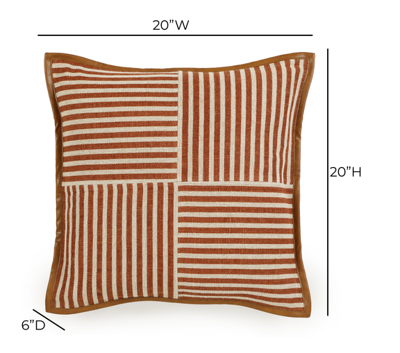 Kora 20" Cotton Jute Contract-Grade Throw Pillow - Terracotta / With Insert