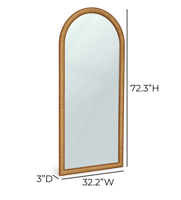 Arch 72" Natural Raffia Contract-Grade Floor Mirror