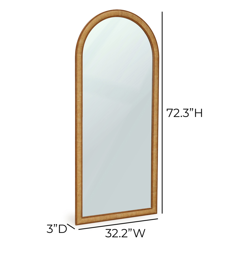 Arch 72" Natural Raffia Contract-Grade Floor Mirror