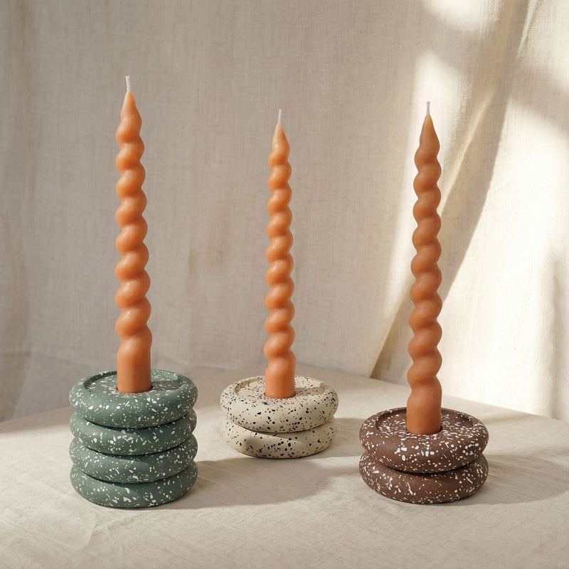 Gabby Stacking Candle Holder - Set of 2 - Green