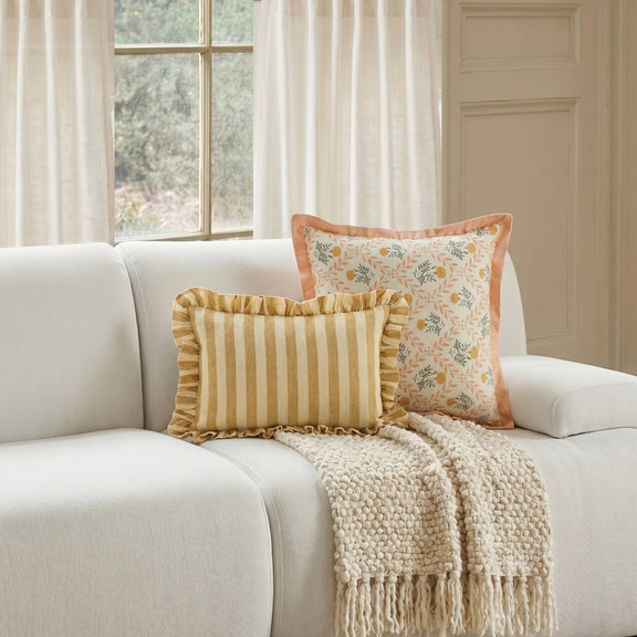 Dolce 20" Blush Pink Natural Cotton Throw Pillow - Pillow Cover Only