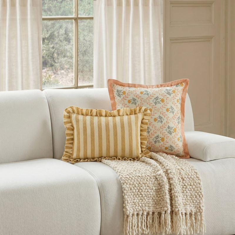 Dolce 20" Blush Pink Natural Cotton Throw Pillow - With Insert