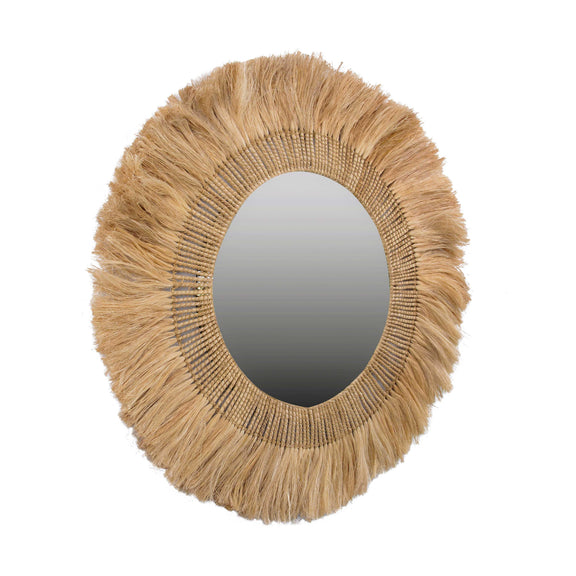 Karissa 35" Natural Abaca Wall Mirror