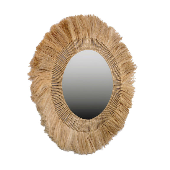 Karissa 35" Natural Abaca Wall Mirror