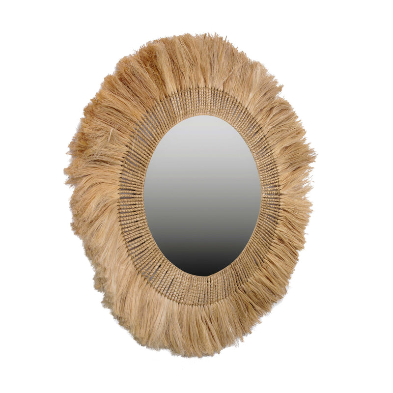 Karissa 35" Natural Abaca Wall Mirror
