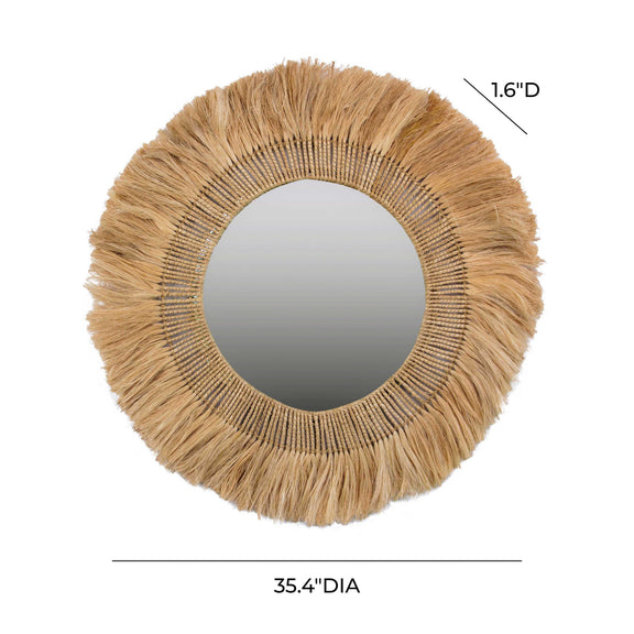 Karissa 35" Natural Abaca Wall Mirror