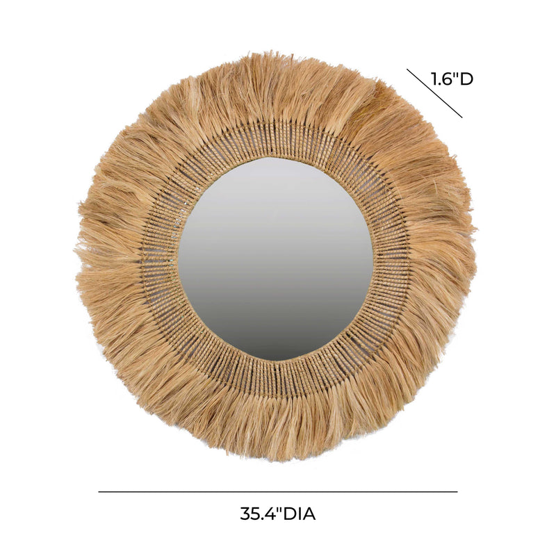 Karissa 35" Natural Abaca Wall Mirror