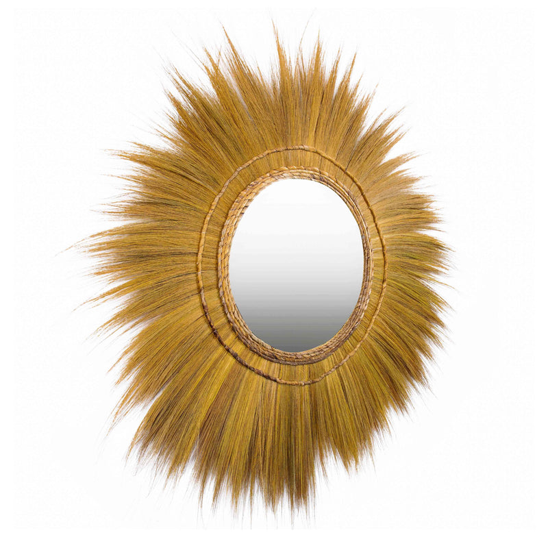 Mettu 51" Natural Grass Round Wall Mirror