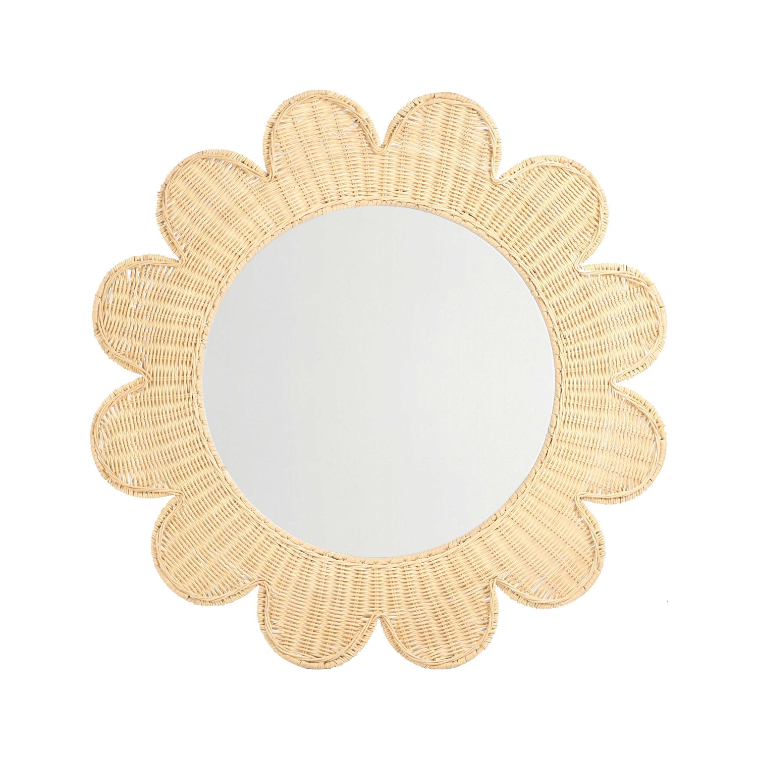 Coralie 33.4" Rattan Round Wall Mirror - Natural