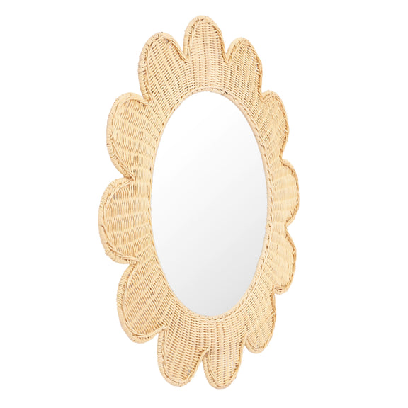 Coralie 33.4" Rattan Round Wall Mirror - Natural