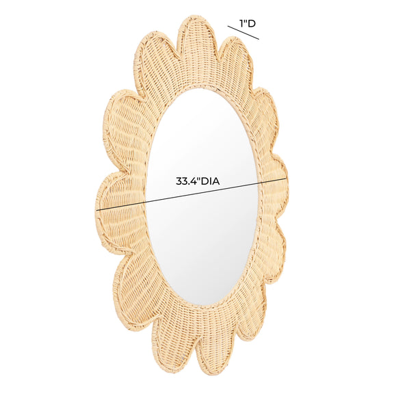 Coralie 33.4" Rattan Round Wall Mirror - Natural