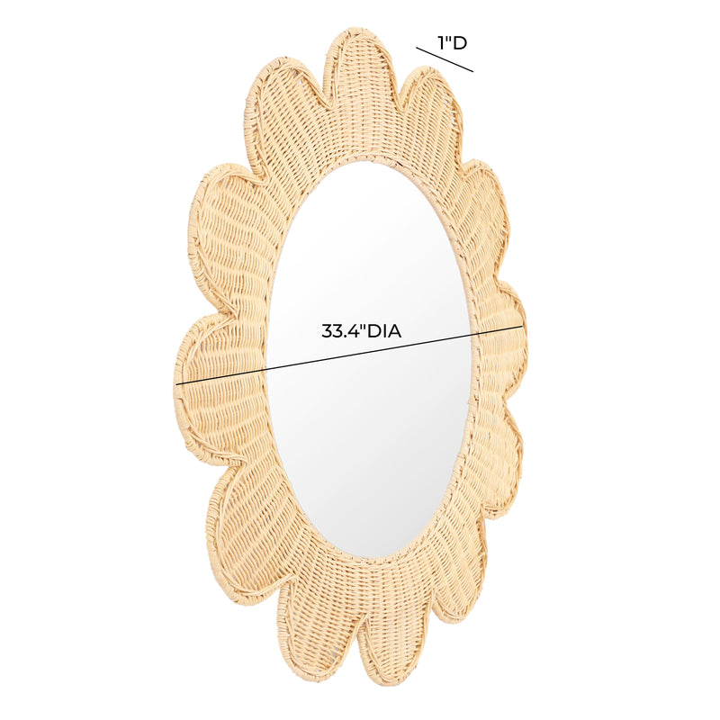 Coralie 33.4" Rattan Round Wall Mirror - Natural