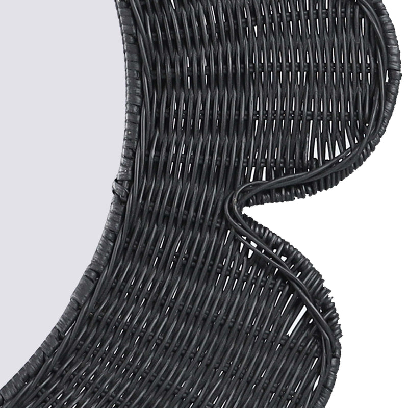 Coralie 33.4" Rattan Round Wall Mirror - Black