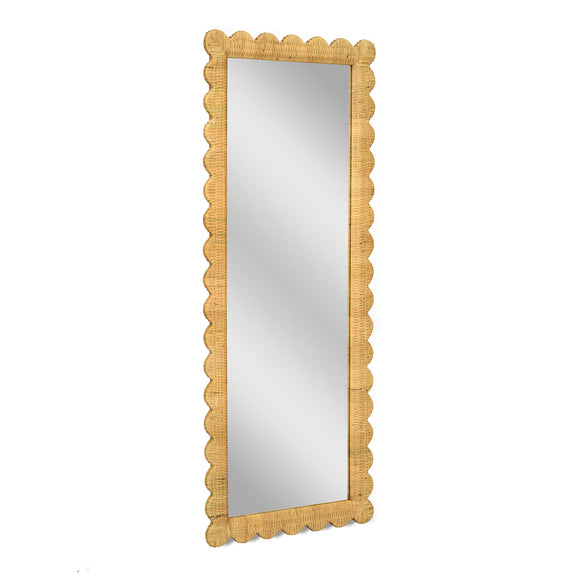 Bama 29.1"X75" Long Natural Rattan Wall Mirror