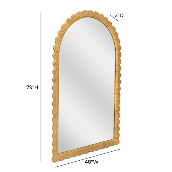 Bama 48"X79" Jumbo Natural Rattan Arched Wall Mirror